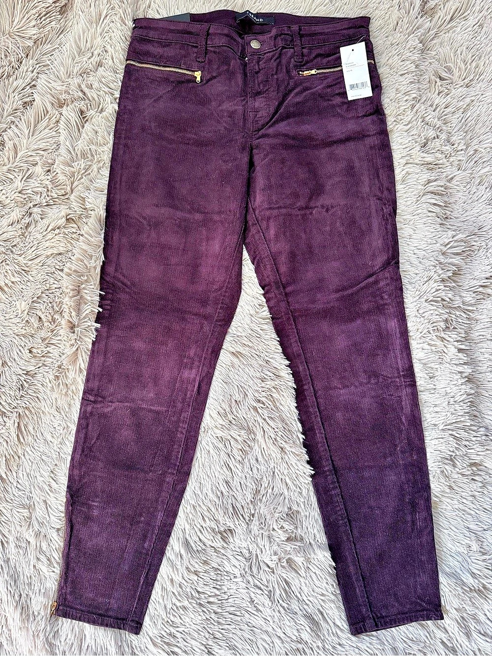 J BRAND ISELIN MID RISE ZIP SKINNY CORDUROY JEANS 30 NWT